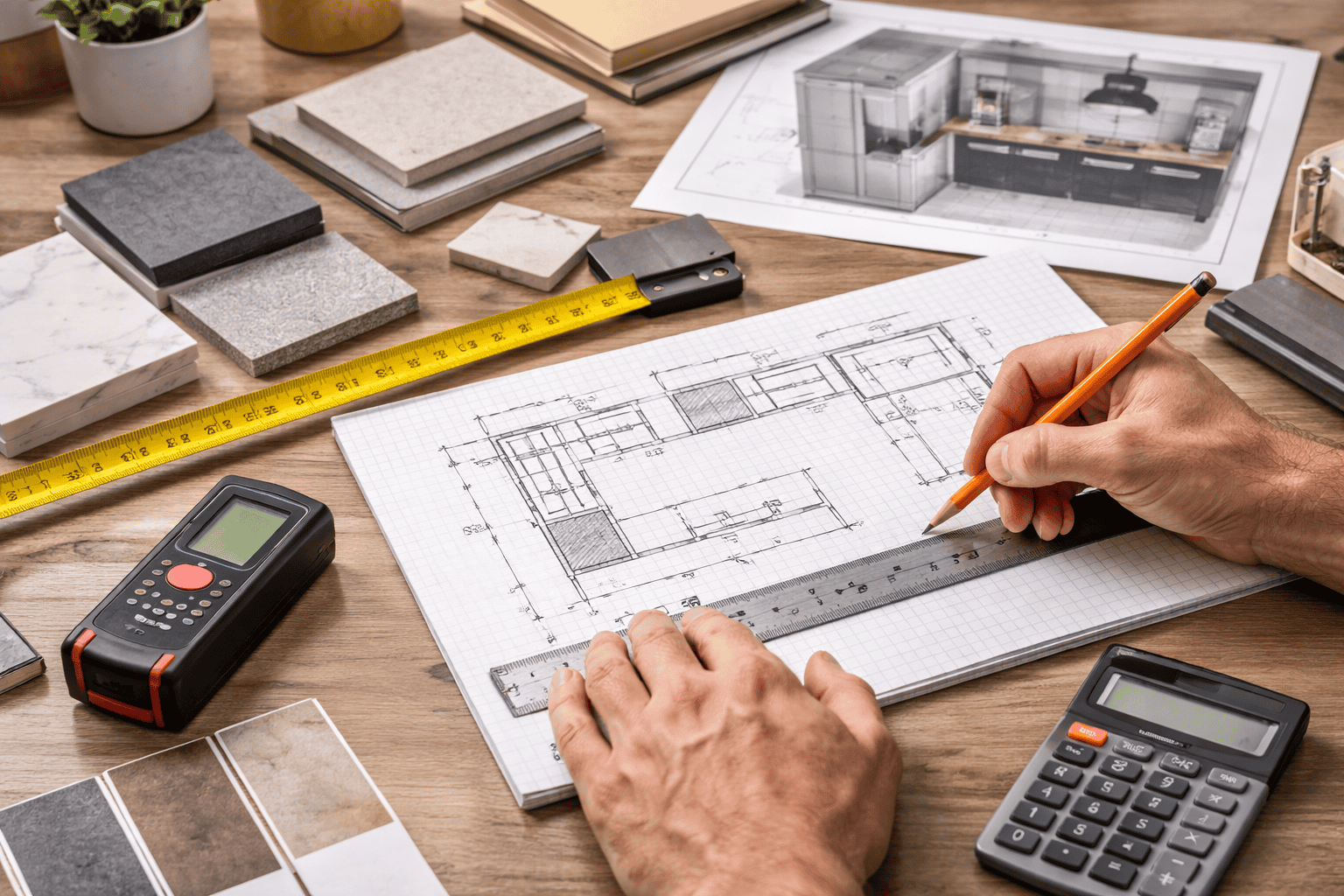 محاسبه اندازه کابینت؛ راهنمای کامل و دقیق برای اندازه‌گیری آشپزخانه (قدم‌به‌قدم)